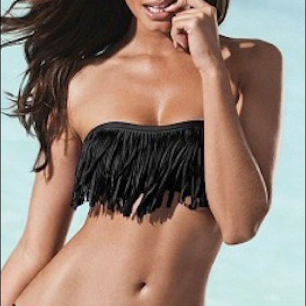 L*SPACE Fringe Bikini Top - Black
